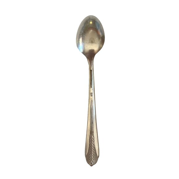 Wm Rogers Mfg Co "S" Silverplate Teaspoon With Art Deco Pattern 6 Inches Long - Picture 4 of 6